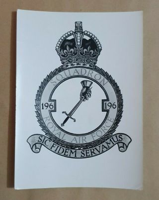 Vintage Photograph Badge Drawing Squadron 196 Raf Sic Fidem Servamus