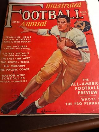 1941 Vintage Illustrated Football Annual All American Football Review Nfl Z671
