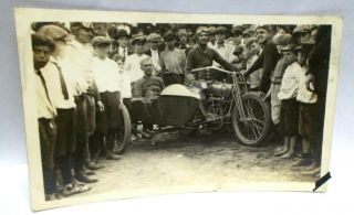 Vintage 1920`s Harley - Davidson Motorcycle With Side Car Photograph