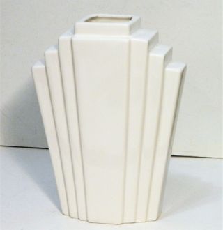 Vase White Ceramic Art Deco Design Vintage
