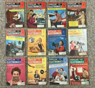 1956 Vintage Popular Electronics Magazines Complete Set Of 12 Jan - Dec 1956