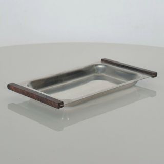 Antique Modern Simple Serving Tray In Rosewood And Stainless Steel
