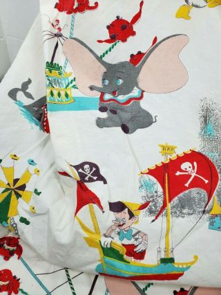 VTG 50 ' s Disney Curtain Panel Fabric Mickey,  Peter Pan,  Pluto,  Donald Snow White 2