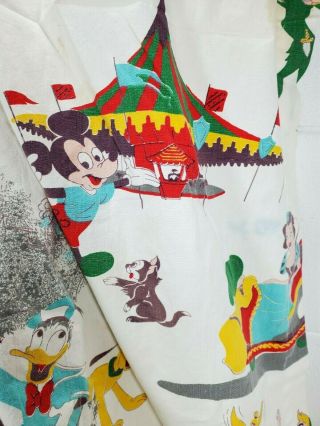 VTG 50 ' s Disney Curtain Panel Fabric Mickey,  Peter Pan,  Pluto,  Donald Snow White 3