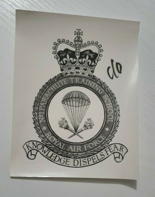 Vintage Photograph Badge Drawing No1 Parachute Training School Royal Air Force