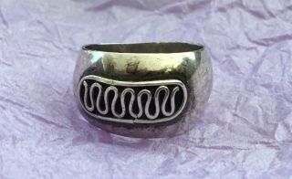 L@@k Cool Old Vintage Oval Snake Symbol Retro Sterling Silver Size 6 1/2 Ring