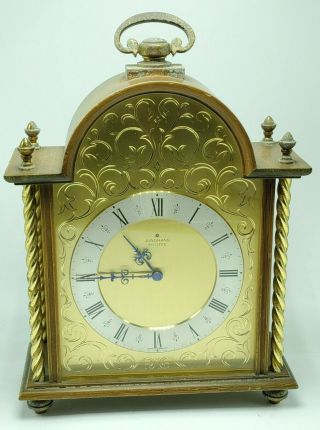 Junghans Meister Antique Art Deco Style Chiming Wooden Desk Clock Brass German