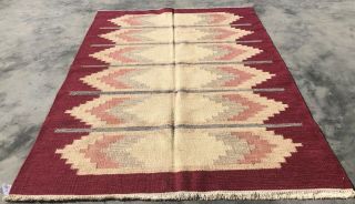 Authentic Hand Knotted Woven Vintage Wool Kilim Area Rug 6 X 5 Ft (450 Bn)