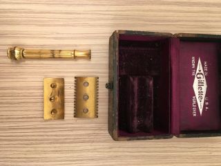 Vintage Antique Gillette Safety Razor,  Gold Box Old Style Comb 3