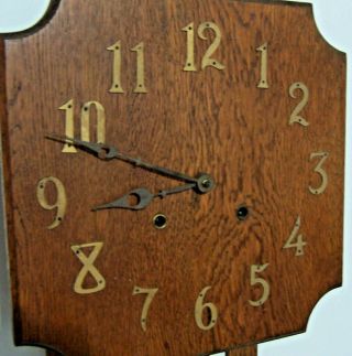 Antique Arts & Crafts Mission National Clock Co Oak Wall Clock 2
