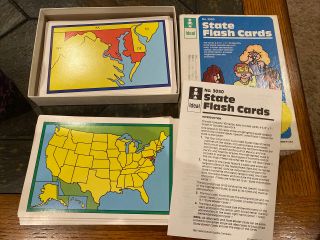 Vintage Us States & Capitals Flash Cards By Ideal School Supply 100 Cards 1987