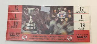 1985 Cfl Football Grey Cup Red Ticket Montreal Bc Lions V.  Hamilton Tiger Cats
