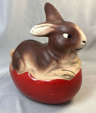 Easter Bunny Rabbit Egg Candy Container Paper Mache Composition German Antique