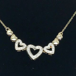 Vintage Heart Sterling Necklace Diamond (1/32 Ct) 16” Valentine 