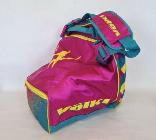Vintage Volkl Bright Magenta Yellow Blue Boot Bag With Strap