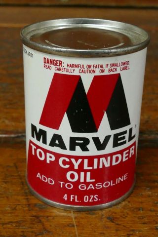 Vintage Marvel Top Cylinder Oil 4oz Metal Oil Can - Full Nos - Port Chester,  Ny