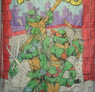 Vintage 1988 Teenage Mutant Ninja Turtles Kids Sleeping Bag.  30 x 57in. 3