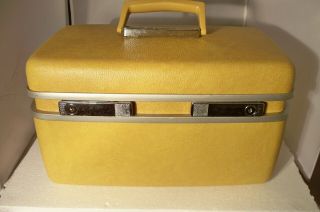 Vintage Samsonite Royal Traveller Medalist Yellow Train Make - Up Case Hard Shell
