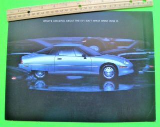 1996 Gm Ev1 Electric Car Huge Color Folder Brochure General Motors Scarce Xlnt,