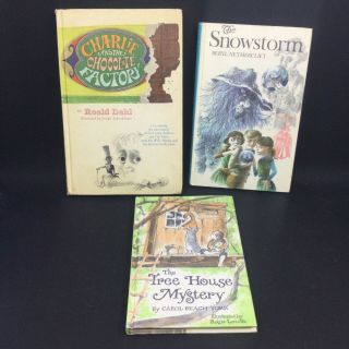 3 Vintage Ya Books: The Tree House Mystery,  The Snowstorm,  Charlie & The Chocola