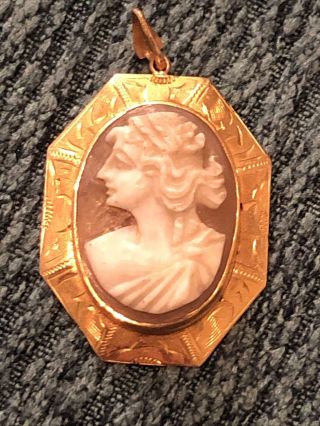 Antique 10K Gold Hand Carved Cameo 2