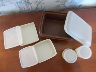 Vintage Tupperware Pack N Carry Lunch Box 1254 Brown 10 Piece
