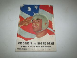 1944 University Of Notre Dame Vs Wisconsin Badgers Football Program
