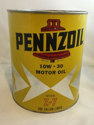 Vintage Pennzoil 1 One Gallon Metal Motor Oil Can Empty