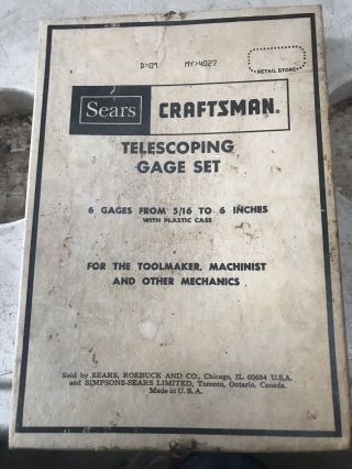 Sears Craftsman Telescoping Gage Set Vintage Antique Tool