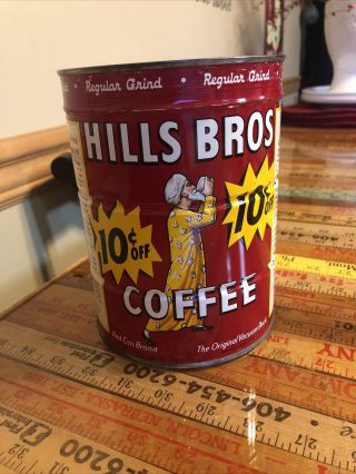 Vintage Hills Bros 2 Lb Coffee Can Tin