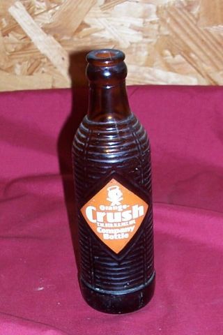 Unique Old Orange Crush Company Bottle Soda Pop Vintage 10 Oz Ounce Brown Glass