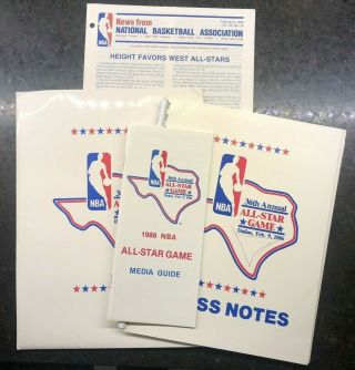 1986 Nba All Star Game Dallas Media Kit Media Guide Press Release Bundle