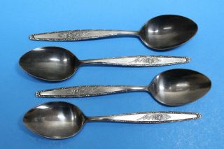 4 Vintage T&n Stainless Steel Japan Rose Flatware Place / Oval Soup Spoons