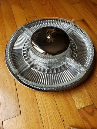 Vintage Kromex Revolving Lazy Susan Chrome With Glass Dishes No.  505