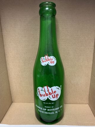 Vintage Bubble Up Acl Green 7oz Soda Bottle Fayetteville,  Nc North Carolina 1948