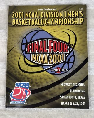2001 Ncaa Mens Basketball Championship Final Four Midwest Region Program Wow