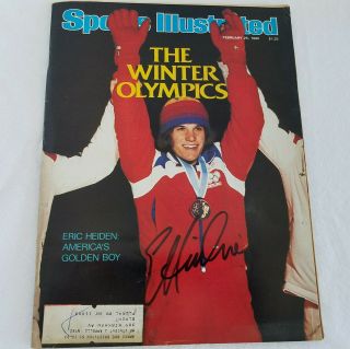 Winter Olympics 1980 Lake Placid Eric Heiden Autographed Sports Illustrated Mag.