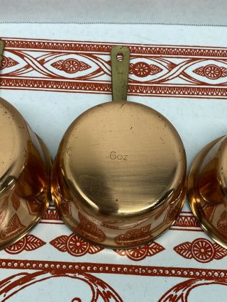 Set Of 4 Vintage Copper Measuring Cups 2 4 6 8 Oz Made In Portugal 2