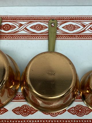 Set Of 4 Vintage Copper Measuring Cups 2 4 6 8 Oz Made In Portugal 3