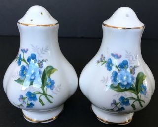 Vintage Royal Albert Forget Me Not Salt And Pepper Shakers First Quality England