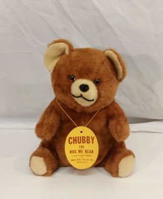 Rare Vintage 1979 Smile Nov.  Toy Co.  Chubby The Hug Me Stuffed Teddy Bear 12 "