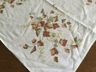 Vintage Wilendure Brown,  Tan,  & Green Ivy Cotton Tablecloth 45 1/2 X 41