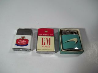 3 - Vintage Cigarette Lighters Philip Morris,  L & M And Newport (w/box)