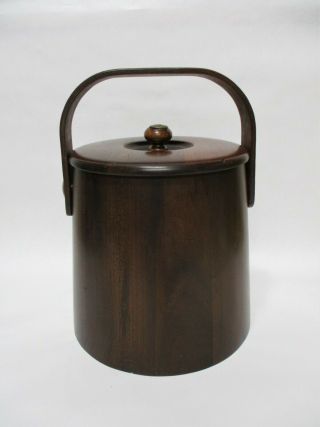 Vintage Wood Ice Bucket Champagne Vermillion Walnut No Liner Repurpose