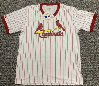 Vintage 80’s Majestic St.  Louis Cardinals Pinstriped Jersey Shirt Mlb Usa 2xl