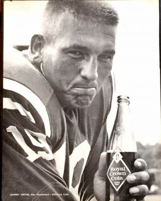 Vintage 1962 Johnny Unitas Royal Crown Cola Ad 11x14 Canvas Baltimore Colts Rc