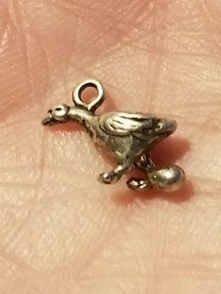 Vintage Tiny Sterling Silver The Goose That Laid The Golden Egg Charm