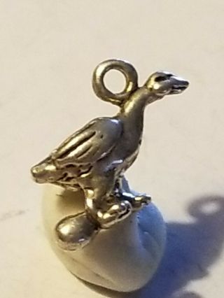 Vintage Tiny Sterling Silver The Goose That Laid The Golden Egg Charm 2