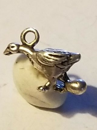 Vintage Tiny Sterling Silver The Goose That Laid The Golden Egg Charm 3