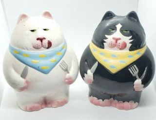 Vintage Clay Art San Francisco Fat Cats 1992 Salt And Pepper Shakers 5x4x3